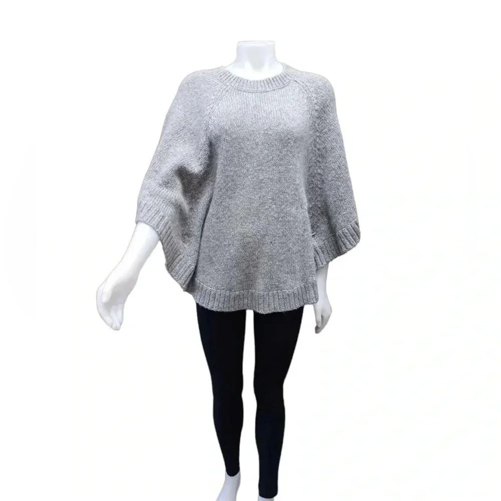 Michael Kors Wool Blend Grey Shimmery Poncho  Size Large - Picture 2 of 12